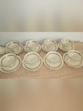 Lenox Imperial Tea Cups Saucers Set 16 Gold Trim USA